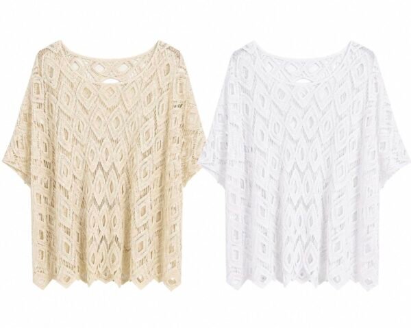 Crochet Diamond Top – Cream & White