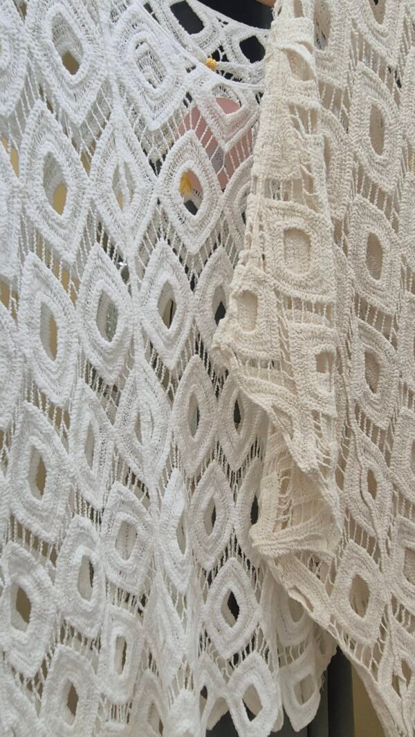 Crochet Diamond Top – Cream & White