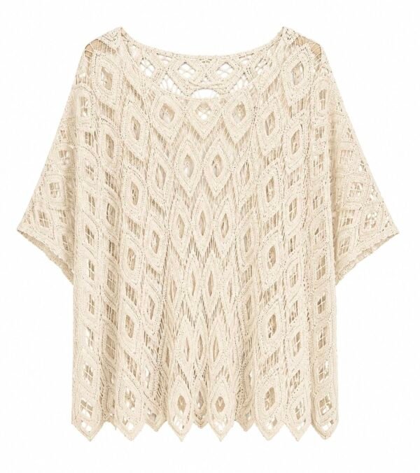 Crochet Diamond Top – Cream & White