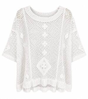 White Crochet Boho Top – One Size