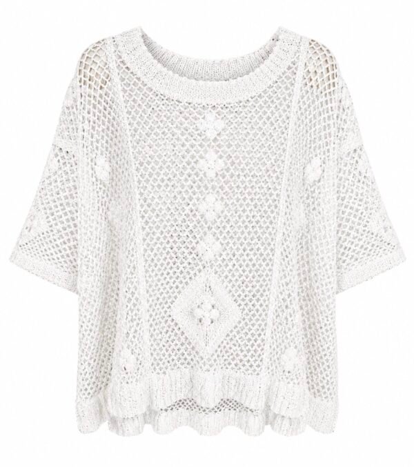 White Crochet Boho Top – One Size