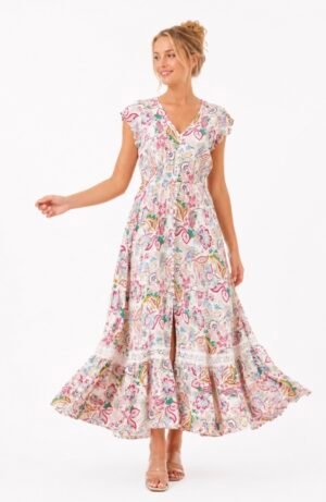 Pastel Paisley Floral Maxi Dress