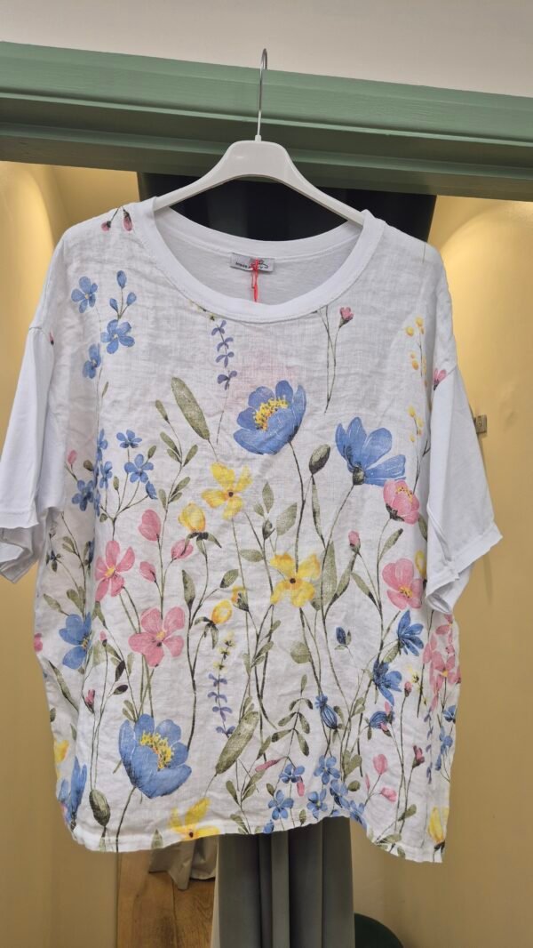 Meadow Floral Cotton Linen Top