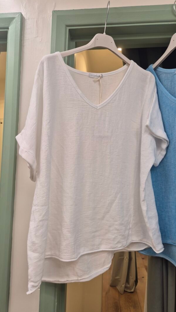 Luna Linen Cotton Blend V-Neck Top