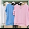 Luna Linen Cotton Blend V-Neck Top