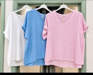 Luna Linen Cotton Blend V-Neck Top