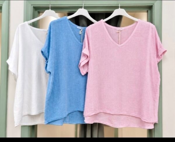Luna Linen Cotton Blend V-Neck Top