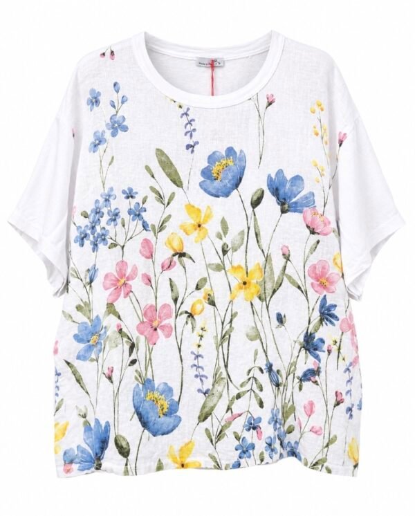 Meadow Floral Cotton Linen Top
