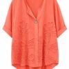 Cotton Floral Embroidered Top – One Size