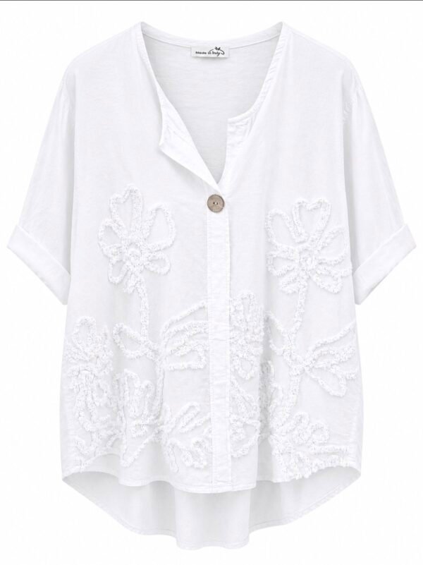 Cotton Floral Embroidered Top – One Size