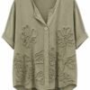 Cotton Floral Embroidered Top – One Size