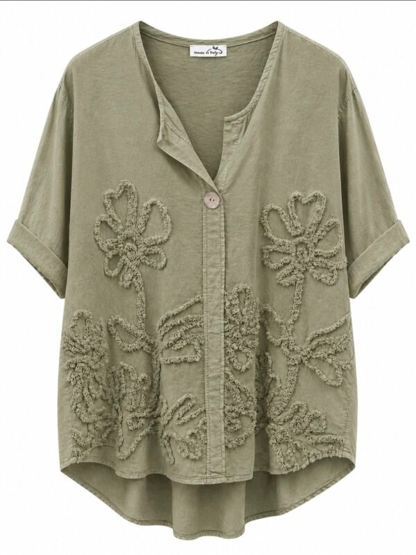 Cotton Floral Embroidered Top – One Size