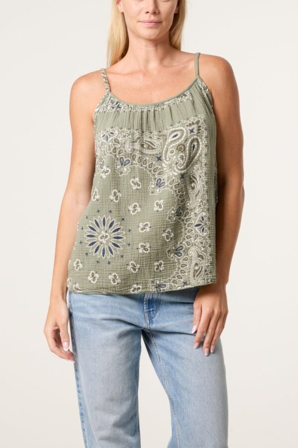 Bandana Cheescloth Strappy Top