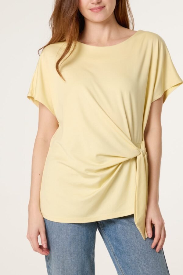 2026/06/1000442978.jpg Lemon Tie- Side Short Sleeve Jersey Top