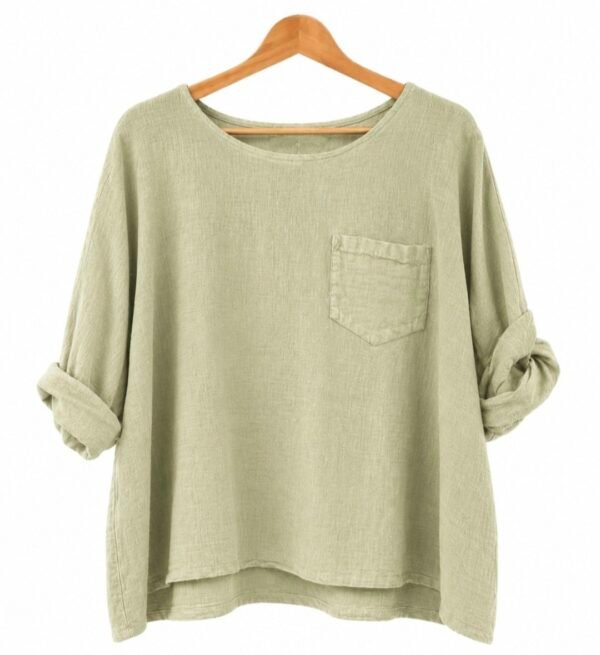 Washed Linen One Pocket Top – One size