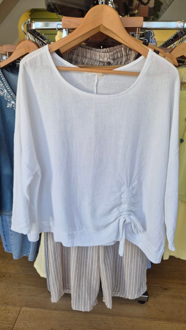 2026/06/1000449275-1-scaled.jpg Ruched side Linen Blend Top