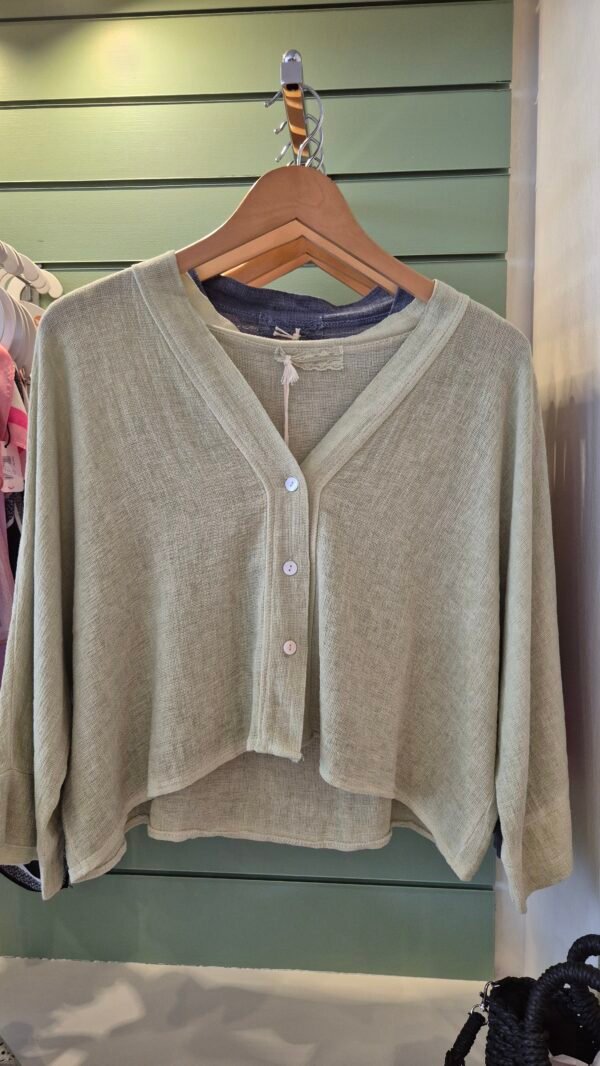 Linen Blend Button Cardigan