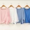 2026/06/1000449490.jpg Ruched side Linen Blend Top
