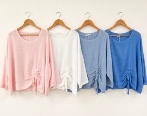 2026/06/1000449490.jpg Ruched side Linen Blend Top