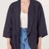 100% Linen Relaxed Pocket Jacket – One Size