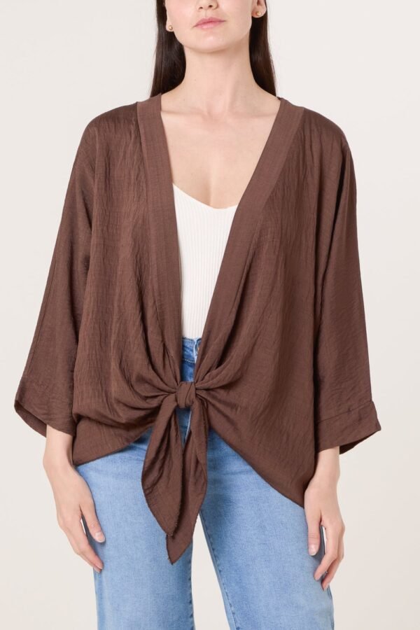 Lightweight Tie Front Kimono Shrug