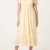 Broderie Anglaise V-Neck Midi Dress- Lemon