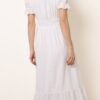 Broderie Anglaise V-Neck Midi Dress- White