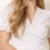 Broderie Anglaise V-Neck Midi Dress- White