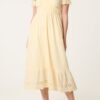 Broderie Anglaise V-Neck Midi Dress- Lemon