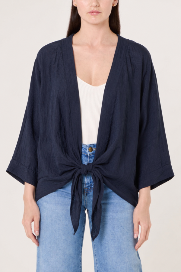 Lightweight Tie Front Kimono Shrug
