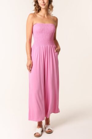 Pink Bandeau Wide Leg Jumpsuit
