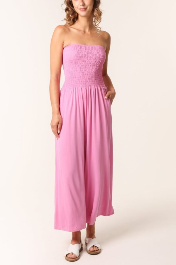 Pink Bandeau Wide Leg Jumpsuit