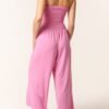 Pink Bandeau Wide Leg Jumpsuit