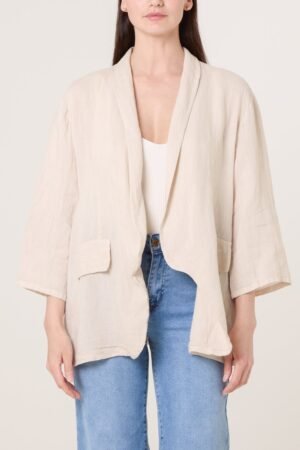 100% Linen Relaxed Pocket Jacket – One Size