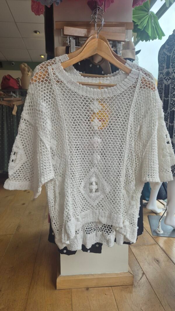 White Crochet Boho Top – One Size