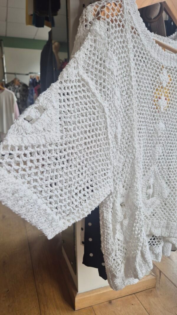 White Crochet Boho Top – One Size