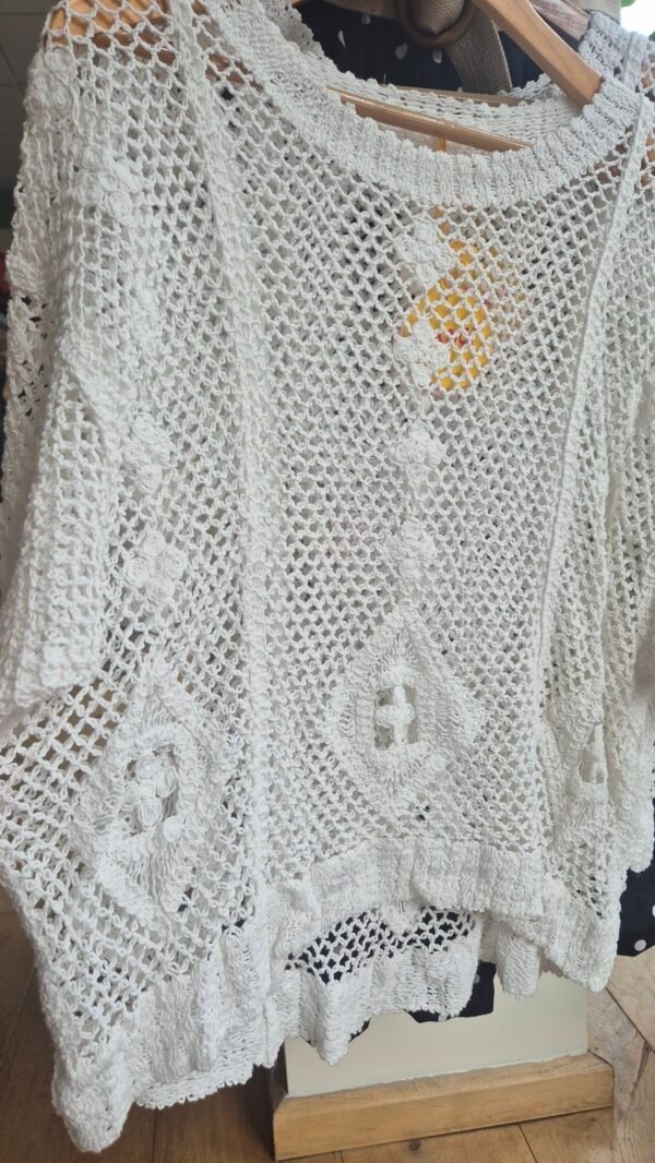 White Crochet Boho Top – One Size