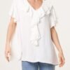 Ruffle Neck Frill Sleeve Blouse