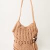 Crochet Blue Vanilla Shoulder Bag with Zip-100% Cotton