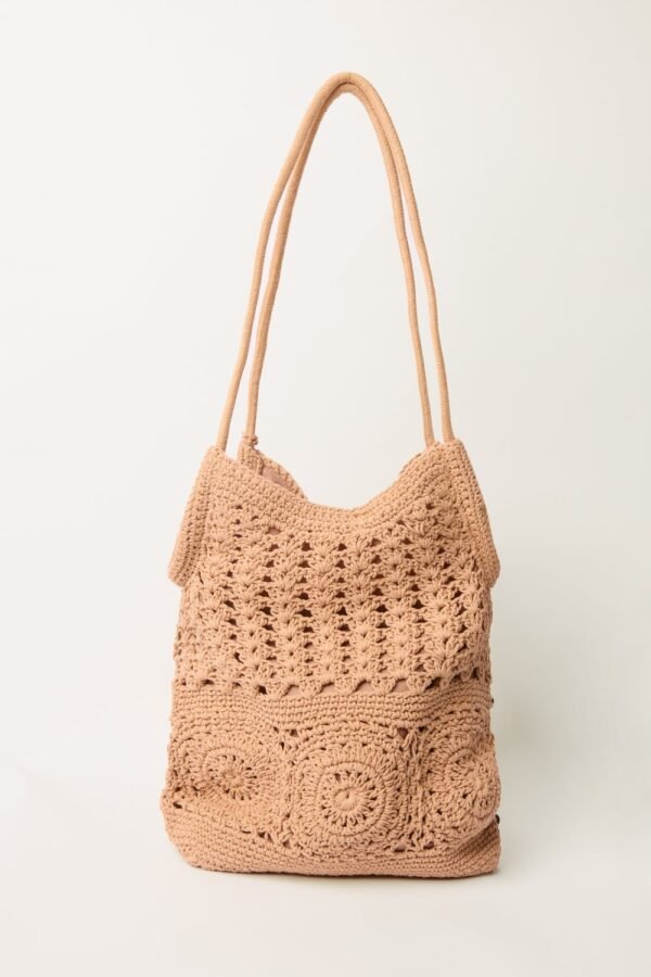 Crochet Blue Vanilla Shoulder Bag with Zip-100% Cotton