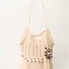 Crochet Blue Vanilla Shoulder Bag with Zip-100% Cotton