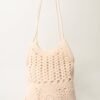 Crochet Blue Vanilla Shoulder Bag with Zip-100% Cotton