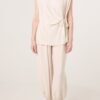 Crinkle Front Knot Trouser Set