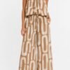 Abstract Organic Print Sleeveless Top & Trousers Set – One Size
