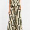 Abstract Organic Print Sleeveless Top & Trousers Set – One Size