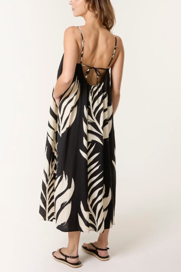 Leaf Print Maxi Dress – One Size
