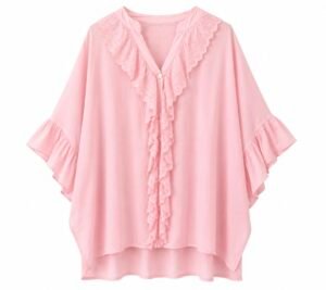 Broderie Frill Oversized Cotton Top – Baby Pink