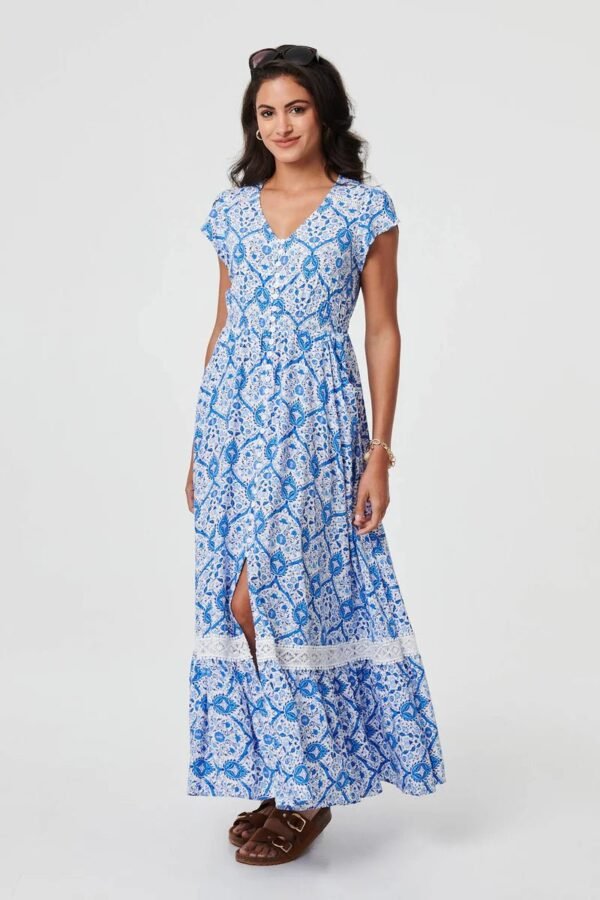 Stella Morgan Blue Mosaic Maxi Dress