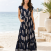 Stella Morgan Navy Printed Maxi Dress
