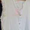 Washed Linen Frill Button Top – White